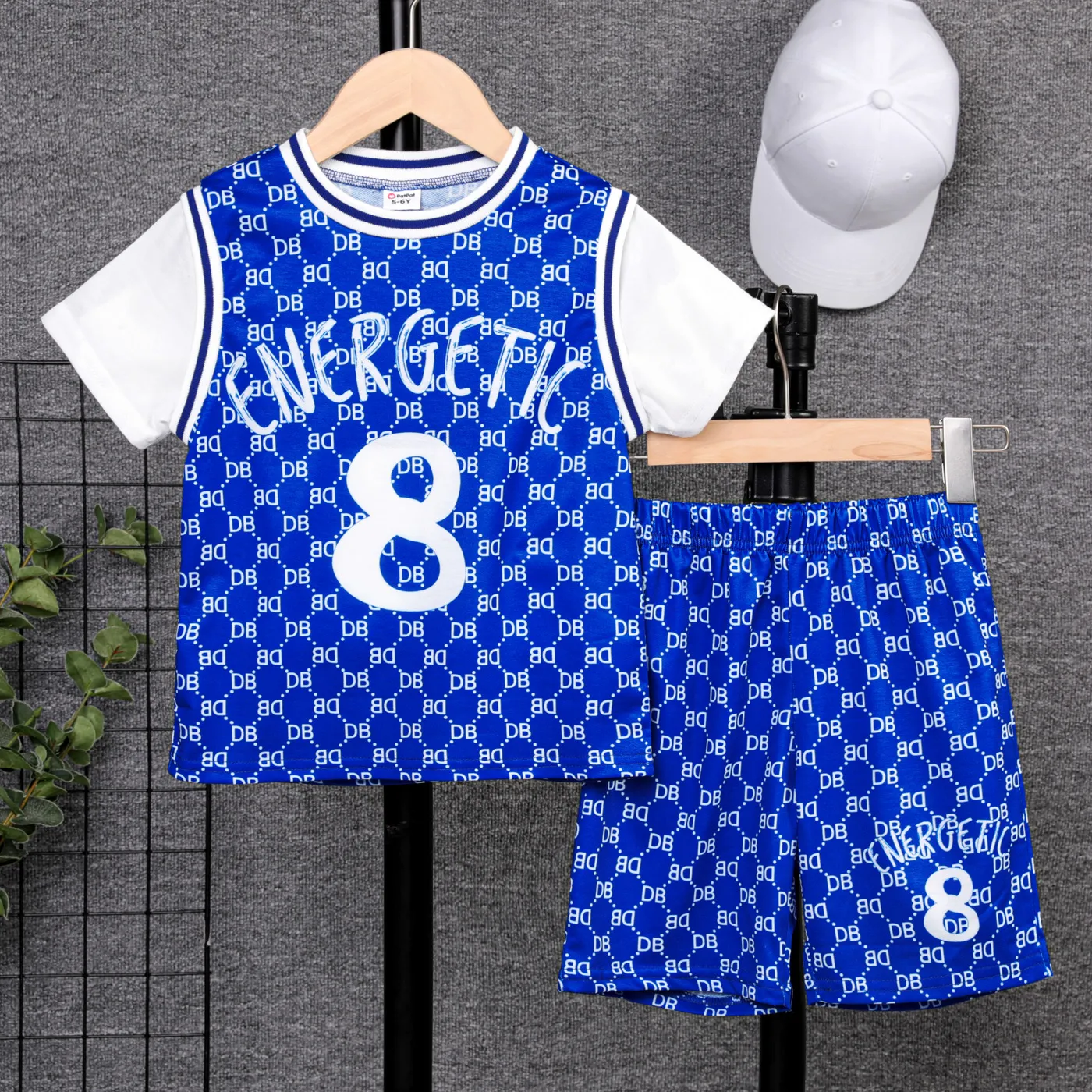2pcs Kid Boy Letters Print Short-sleeve Tee and Shorts Set  big image 1