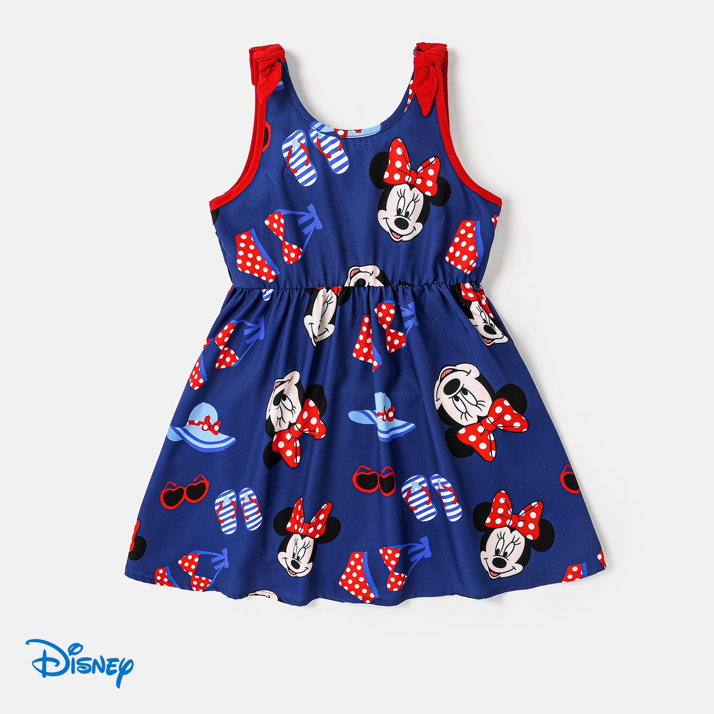 

Disney Mickey and Friends Toddler Girl Character Print Polka Dots/Stripe Cami Dress