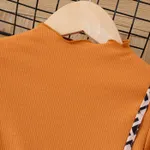 Kid Girl Bow Decor Geo Spliced Rib-knit 2 In 1 Long-sleeve Dress   image 2