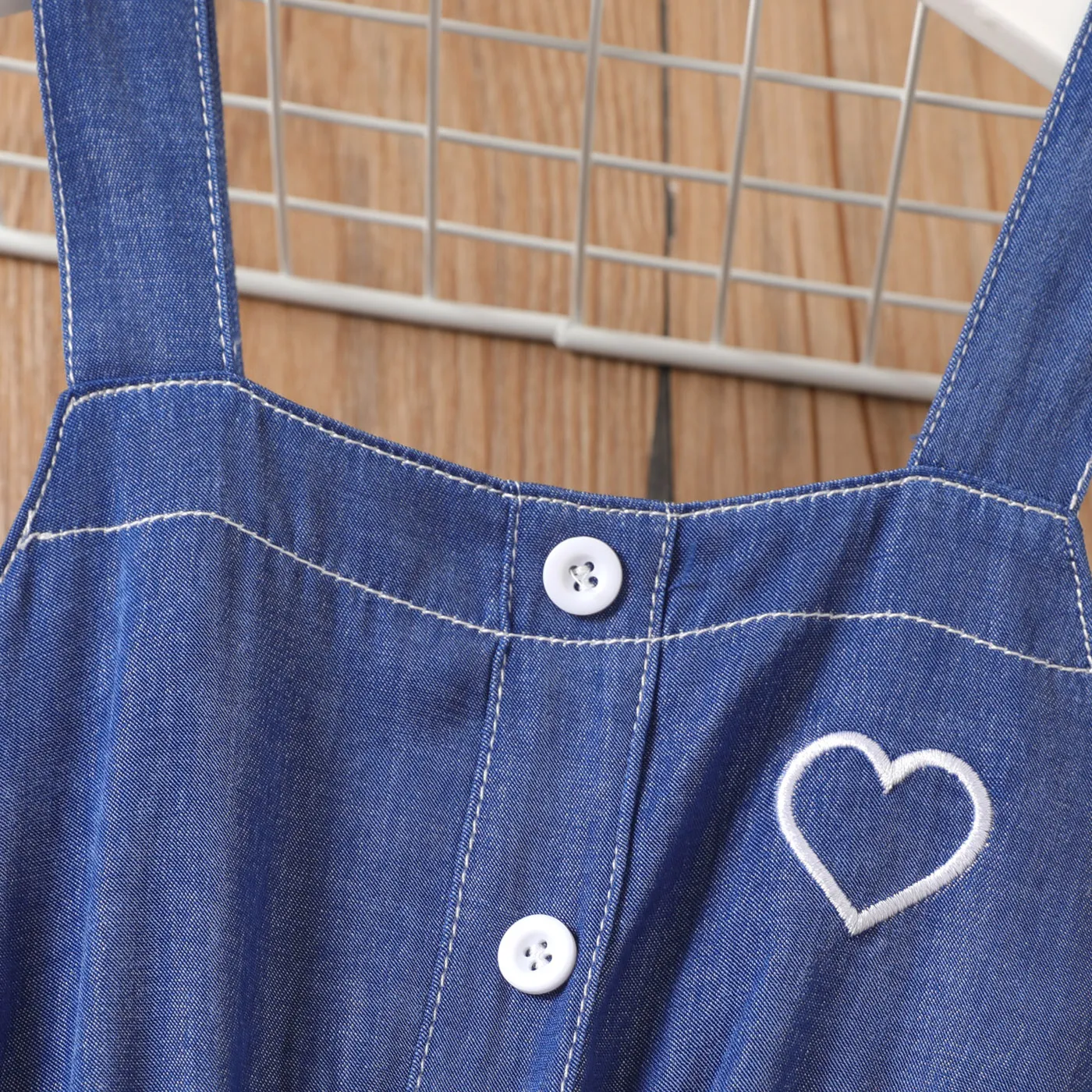 Kid Girl Heart Graphic Mesh Panel Cami Dress  DENIMBLUE image 2