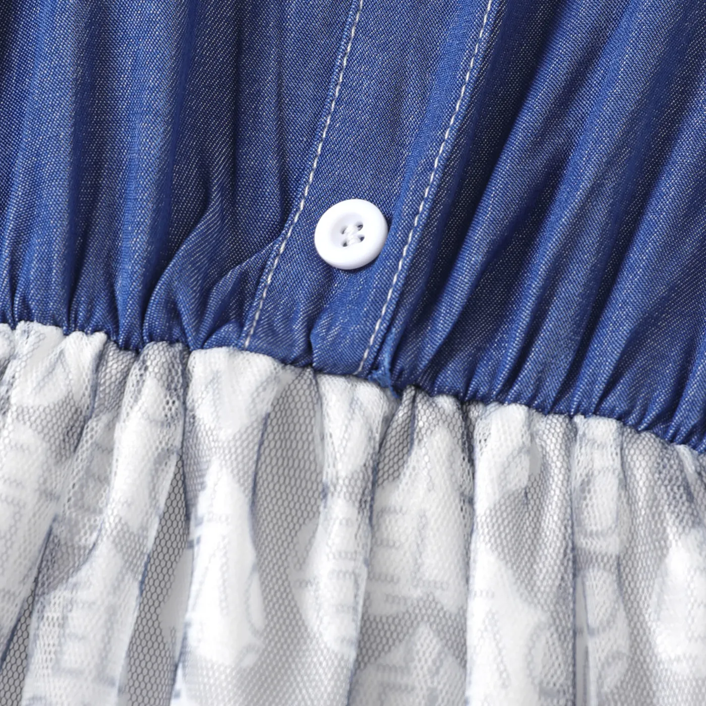 Kid Girl Heart Graphic Mesh Panel Cami Dress  DENIMBLUE image 3