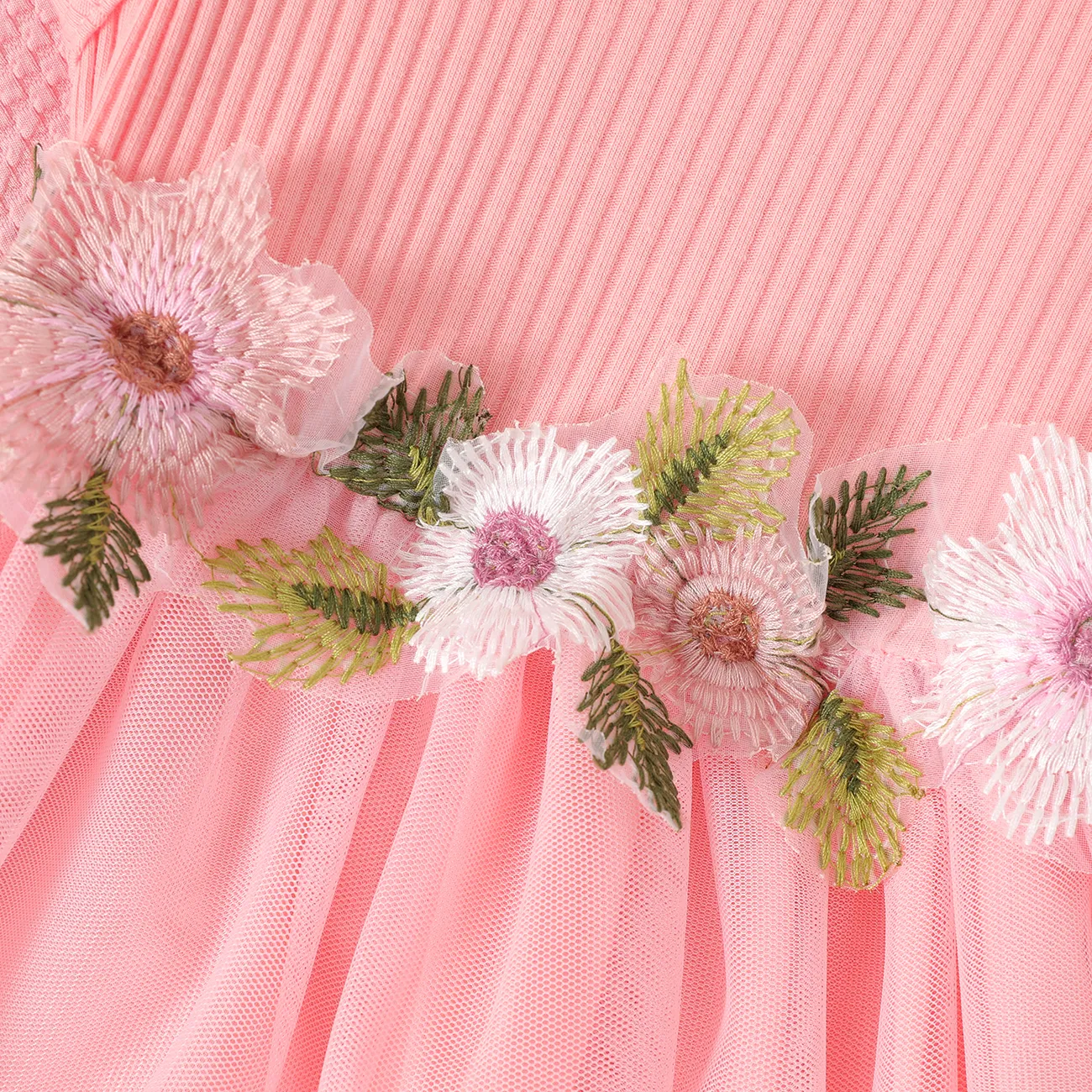 2件 嬰兒 布料拼接 甜美 無袖 套裝裙 粉色 big image 1