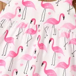 2pcs Toddler Girl Flamingo Print Bow Decor Strappy Dress and Hat Set  image 4