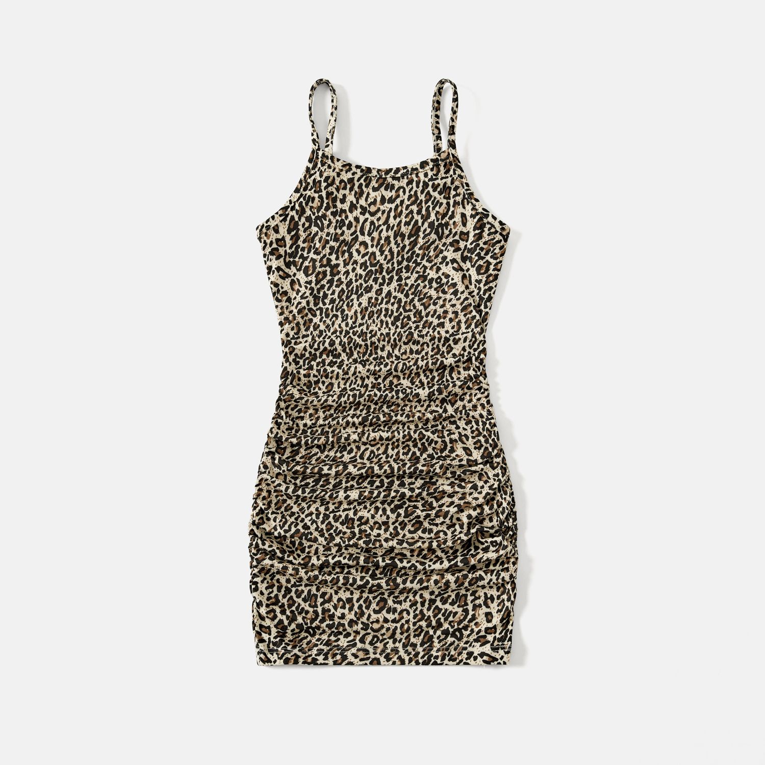 Maman Et Moi Allover Leopard Pattern Cordon Ruched Side Slip Bodycon Robes