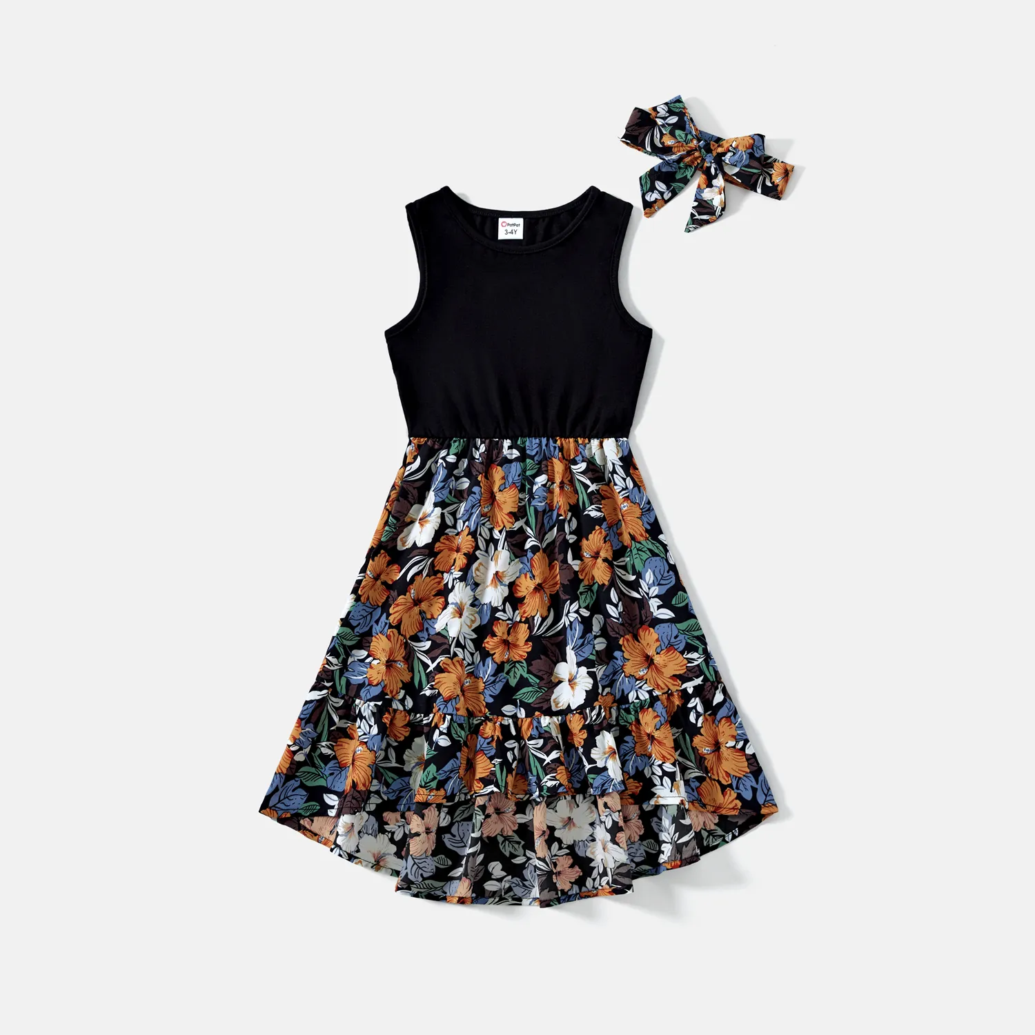 Mommy and Me Floral Panel Tank Dresses with Headband Set  image 5