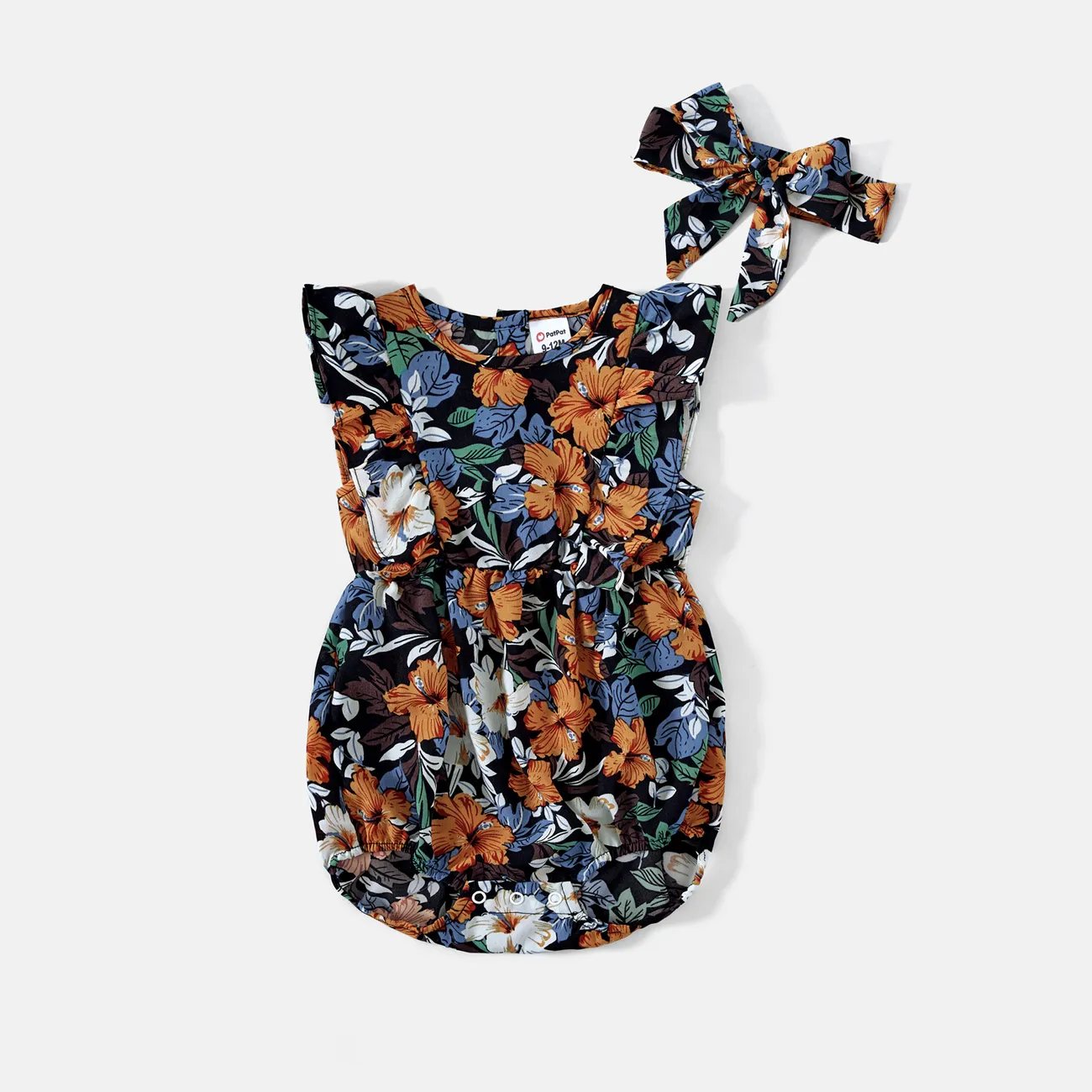 Mommy and Me Floral Panel Tank Dresses with Headband Set big image 1