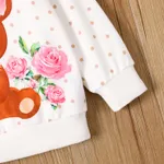 Toddler Girl Bear & Floral & Polka Dots Print Long-sleeve Pullover Sweatshirt    image 5
