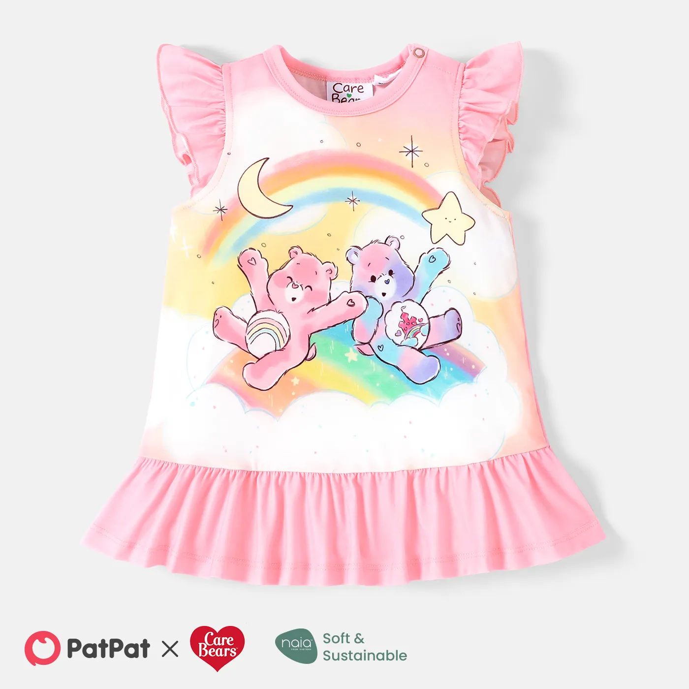 Care Bears Baby Girl Naia™ Character and Rainbow Print Ruffled Dress Only ¥61.05 PatPat HK