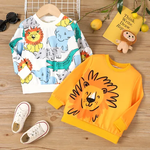 Toddler Boy Animal Lion Pattern Pullover Sweatshirt 