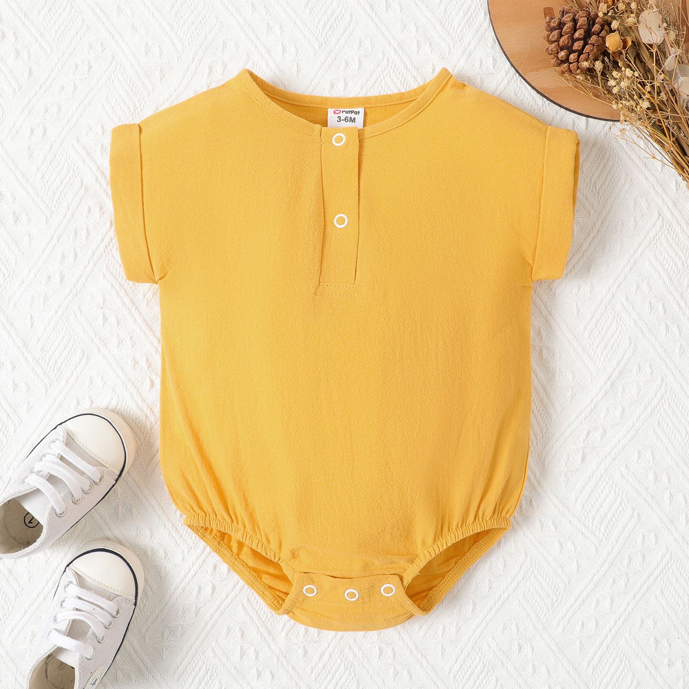 

Baby Boy/Girl 100% Cotton Front Buttons Solid Short-sleeve Romper