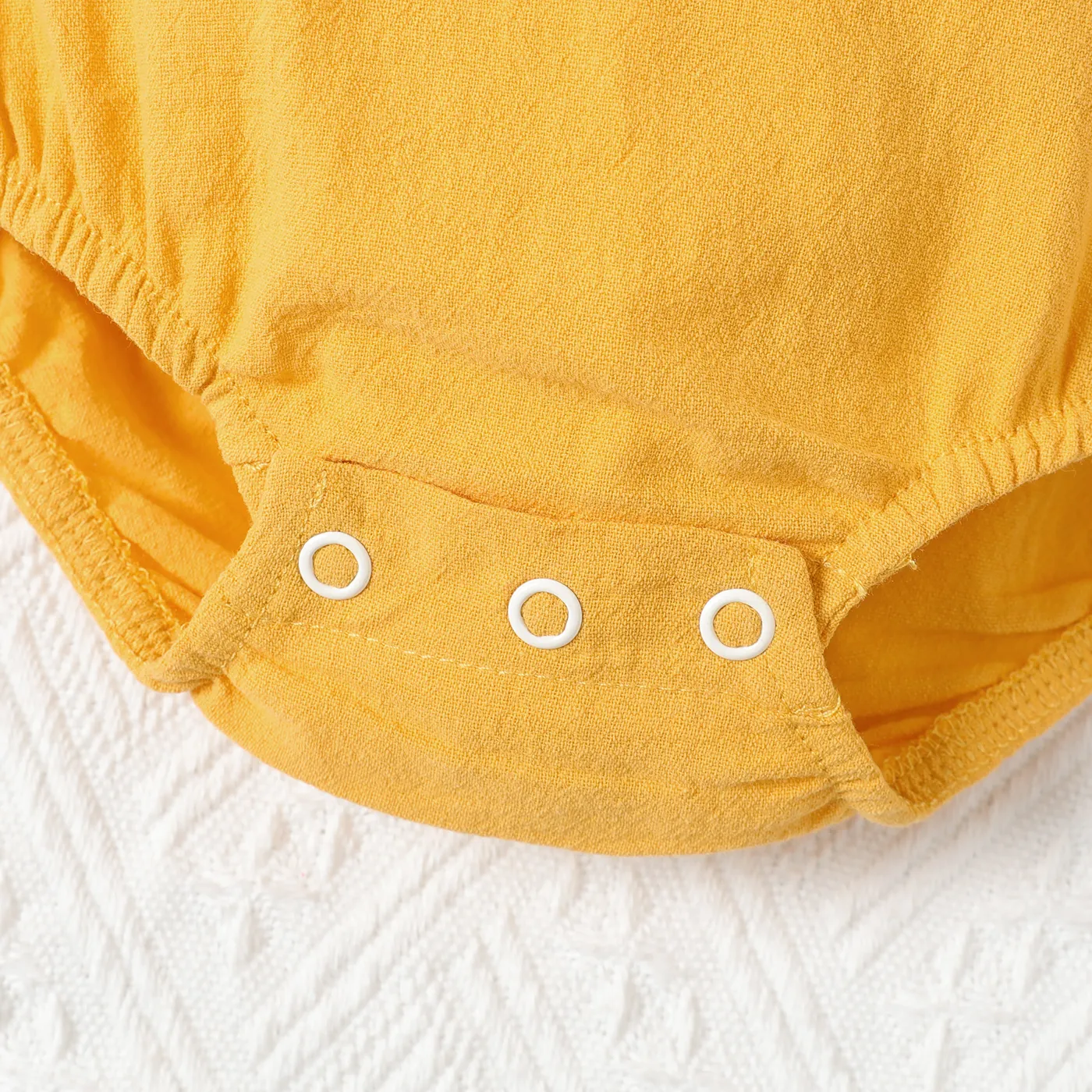 Baby Boy/Girl 100% Cotton Front Buttons Solid Short-sleeve Romper KHAKI- image 5