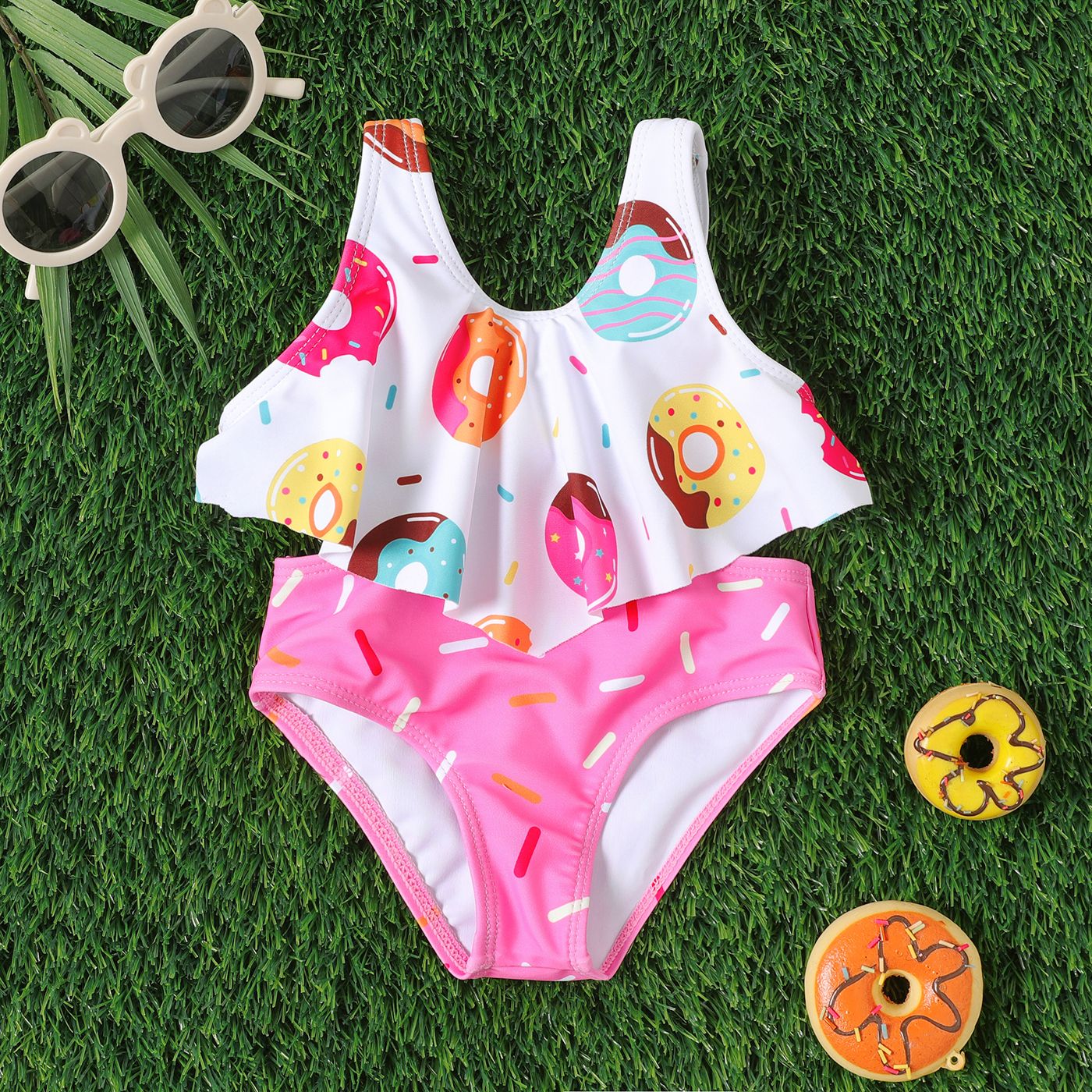 

Baby Girl Pattern Strappy One-piece Swimsuit