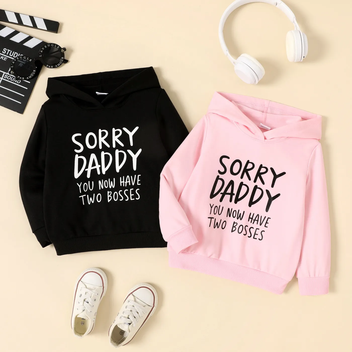 Toddler Boy/Girl Letters Print Long-sleeve Hooded Sweatshirt  Pink image 2
