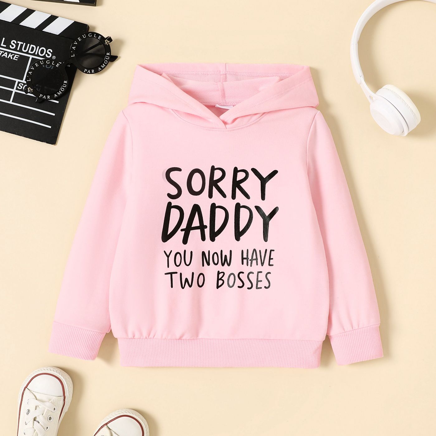 Toddler Boy/Girl Letters Print Long-sleeve Hooded Sweatshirt