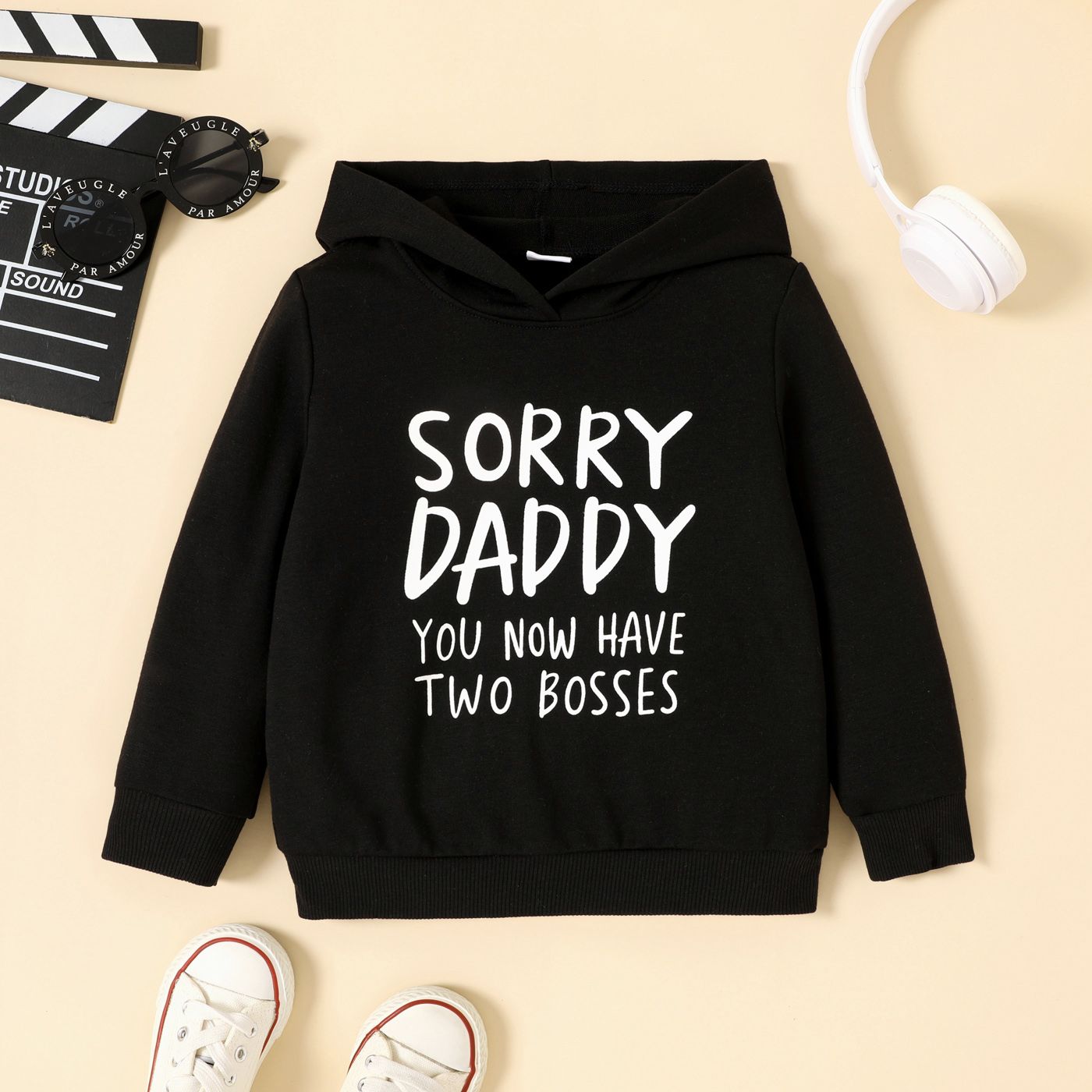 Toddler Boy/Girl Letters Print Long-sleeve Hooded Sweatshirt