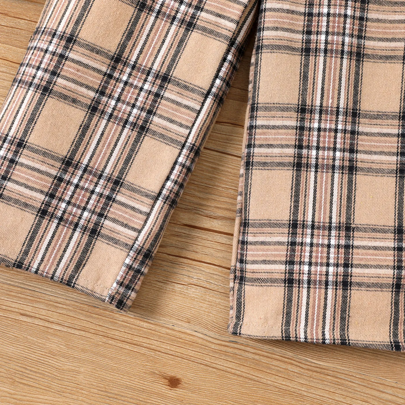 Toddler Girl Ribbed Plaid Bow Decor Long-sleeve Jumpsuit  image 5