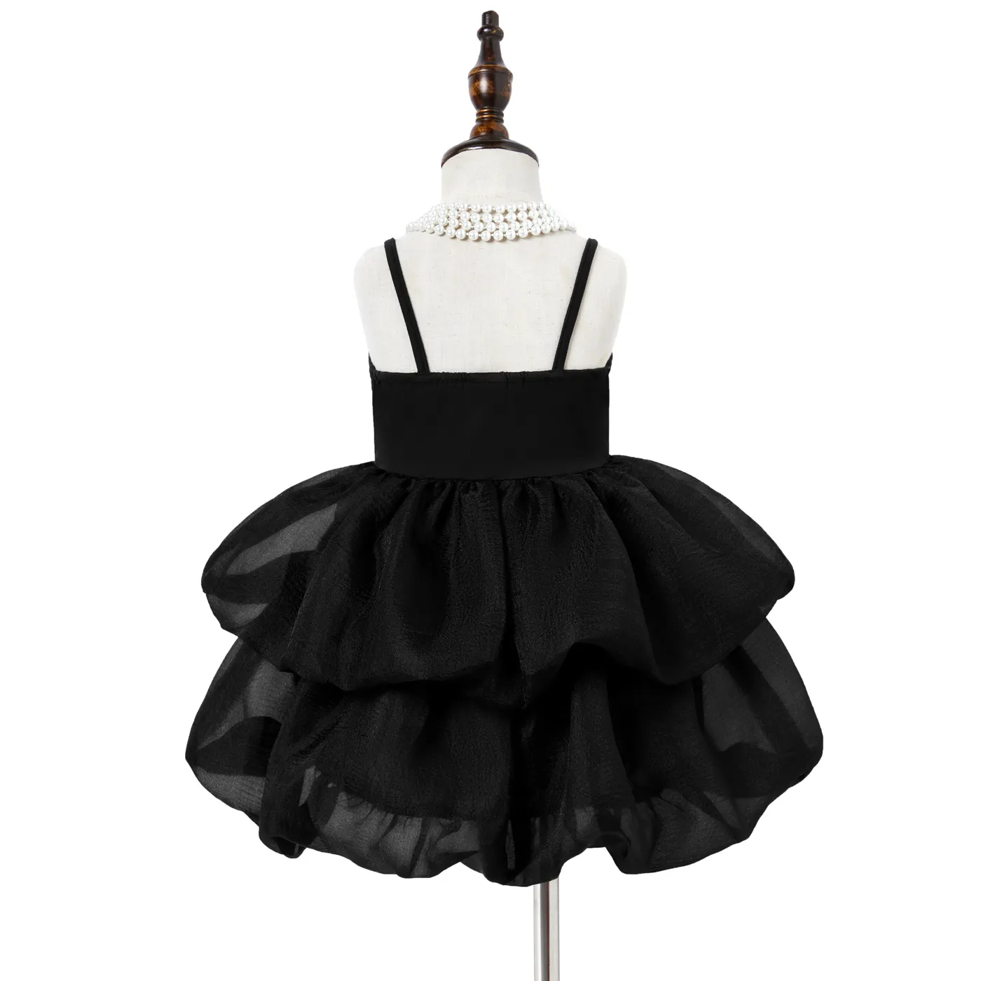 Toddler Girl Solid Mesh Slip Dress Black image 2