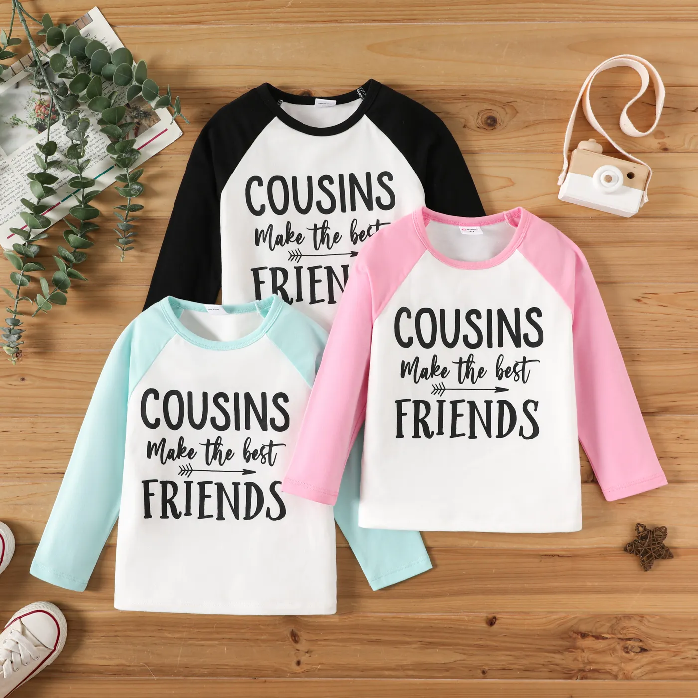 Toddler Boy/Girl Letters Print Colorblock Long-sleeve Tee PinkyWhite image 2
