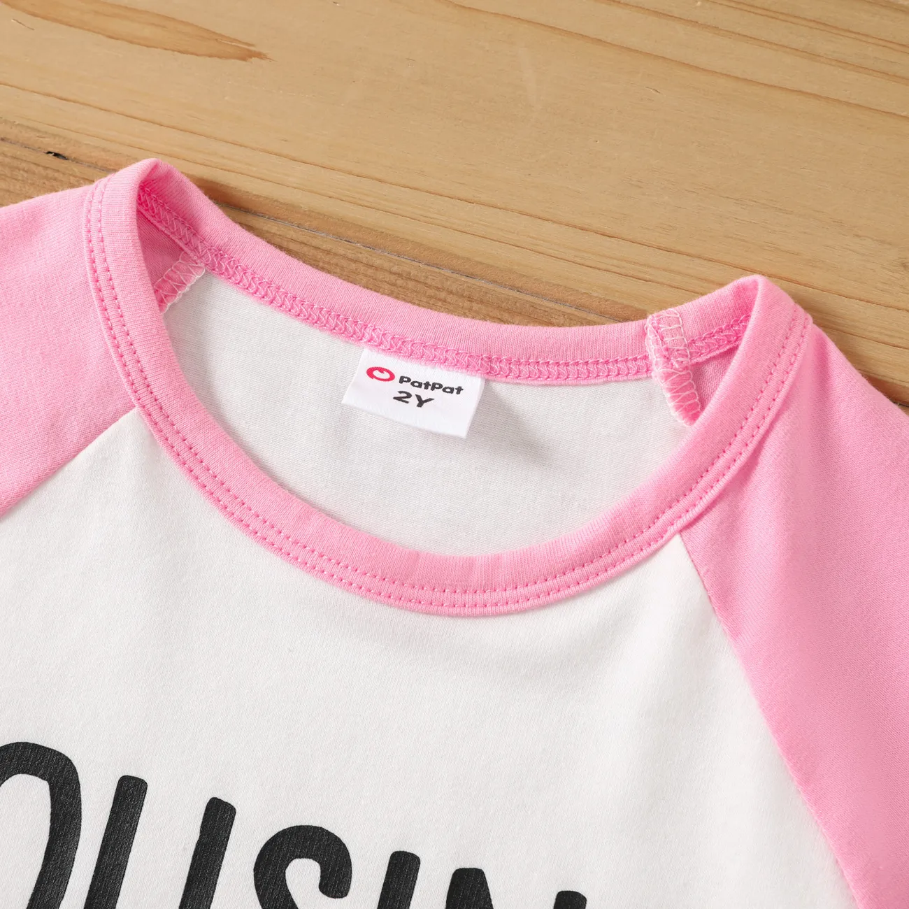 Enfant en bas âge Unisexe Couture de tissus Basique Manches longues T-Shirt roséblanc big image 1