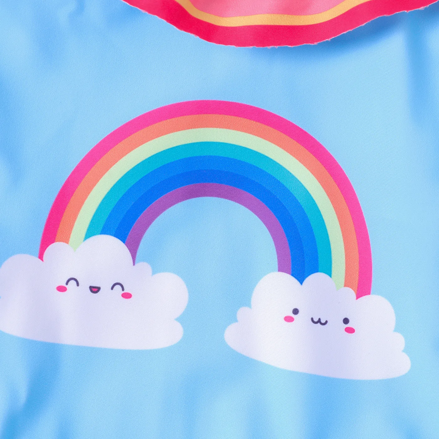 Baby Girl Rainbow Print Ruffled Onepiece Swimsuit  Blue image 4