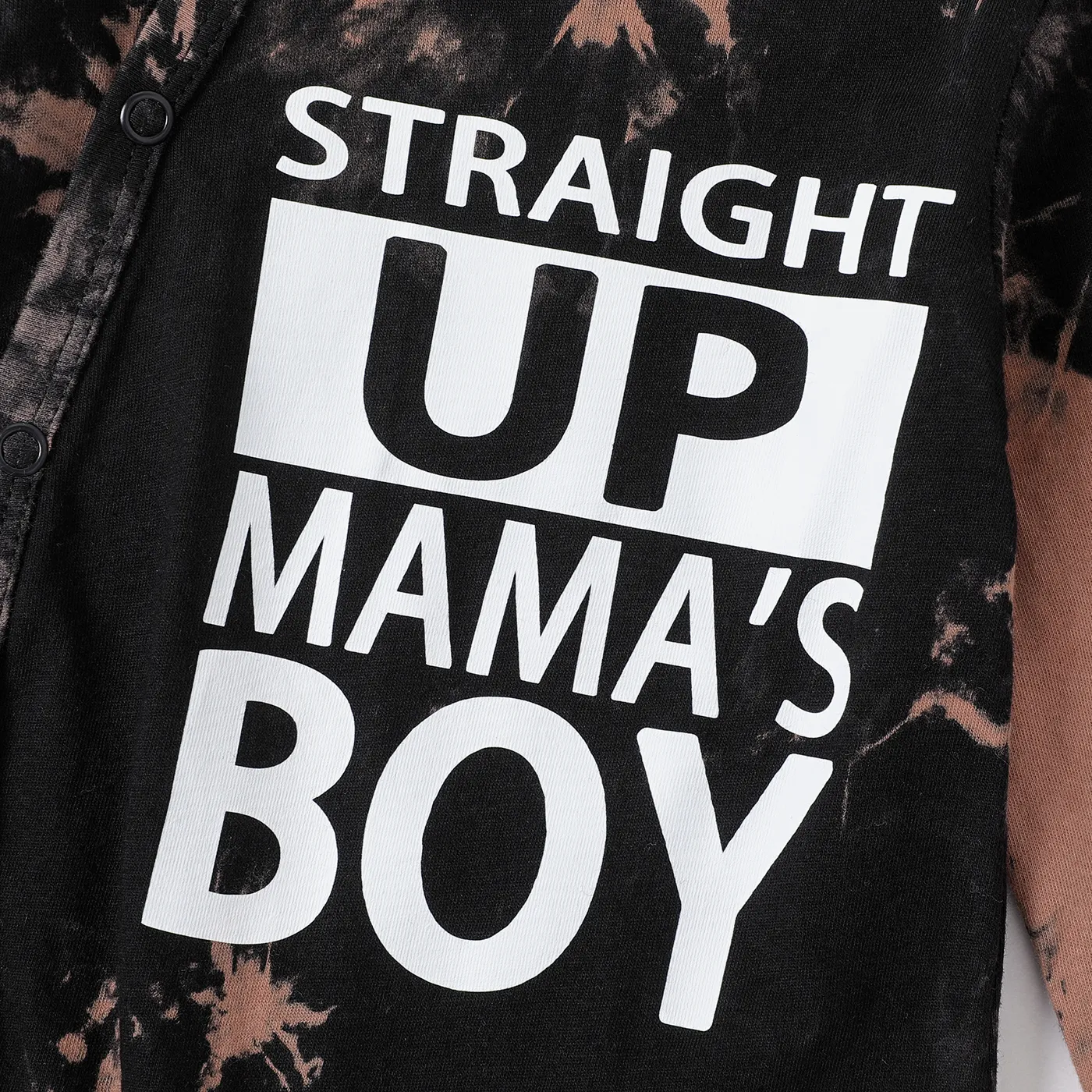 100% Cotton Baby Boy Letter Print Long-sleeve Jumpsuit   Black image 4