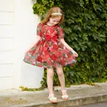 Toddler Girl Allover Rose Print Bow Decor Short-sleeve Dress  image 2