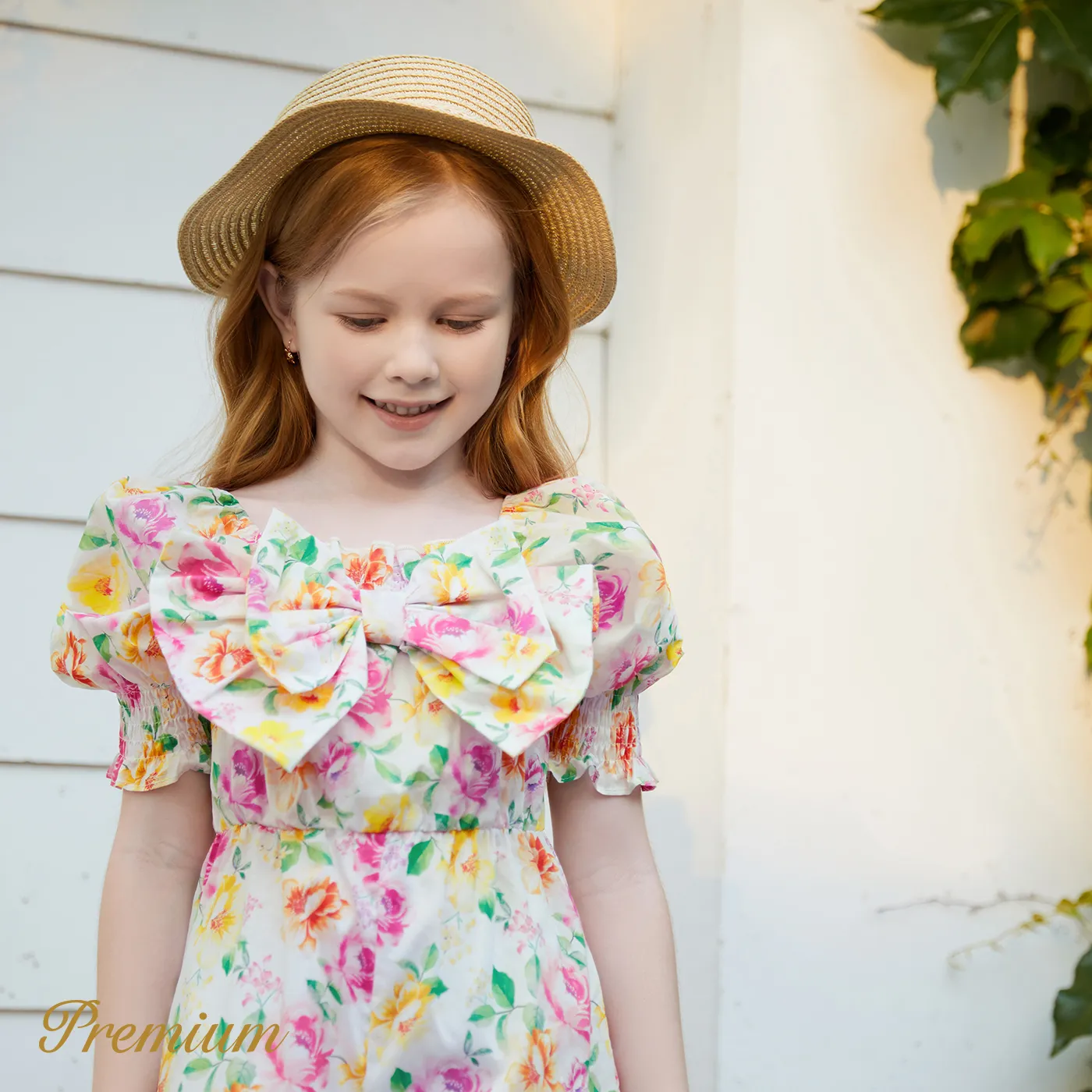 Toddler Girl 100% Cotton Allover Floral Print Bow Front Romper Colorful image 3