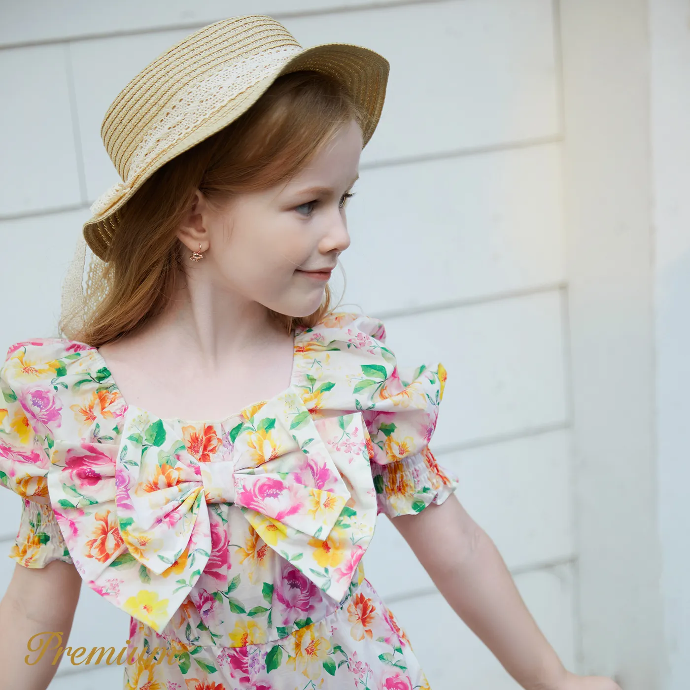 Toddler Girl 100% Cotton Allover Floral Print Bow Front Romper Colorful image 4