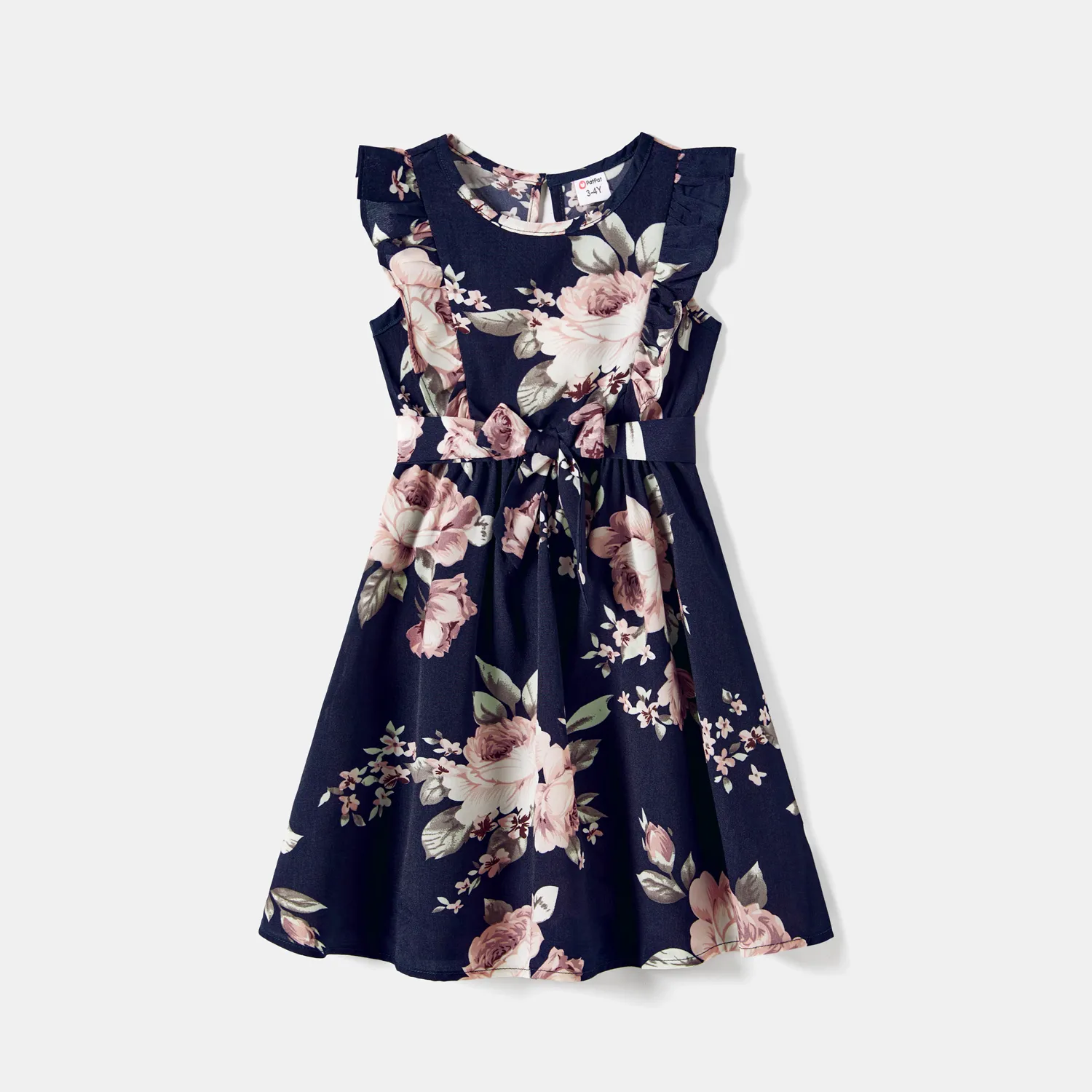 Mommy and Me Allover Floral Print Flutter-sleeve Belted Dresses  image 6