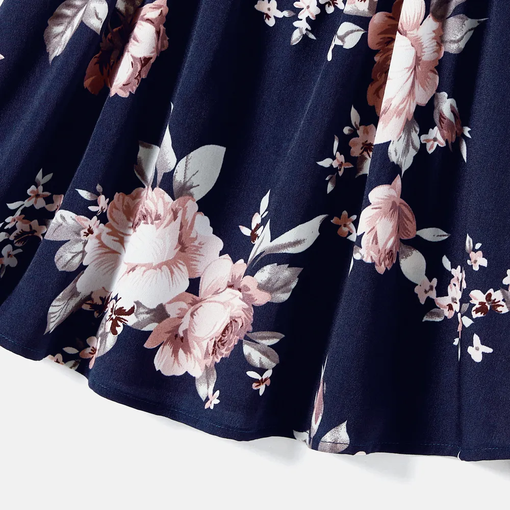Mommy and Me Allover Floral Print Flutter-sleeve Belted Dresses big image 8