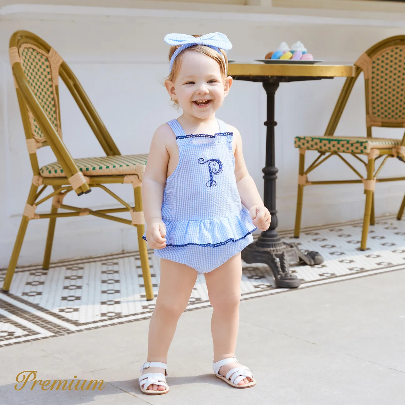 <Ahoy, Little Mariners> Baby Girl/Boy Romper / Shorts Sets Azul cielo big image 1