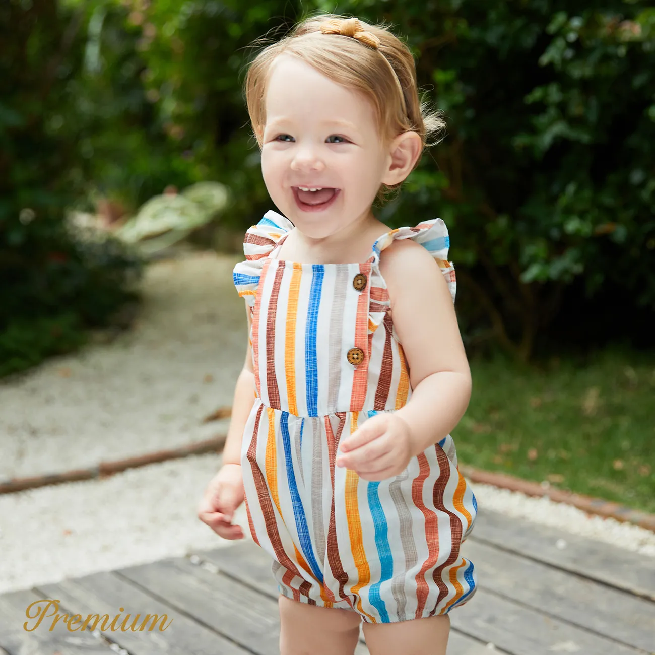 Baby Mädchen Seitenschlitz Elegant Baby-Overalls Farbstreifen big image 1