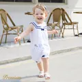 2pcs Baby Girl 100% Cotton Statement Collar Sleeveless Top and Bow Decor Cotton Shorts Set  image 3