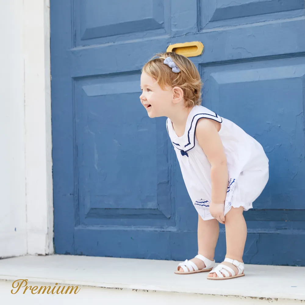 2pcs Baby Girl 100% Cotton Statement Collar Sleeveless Top and Bow Decor Cotton Shorts Set  big image 10
