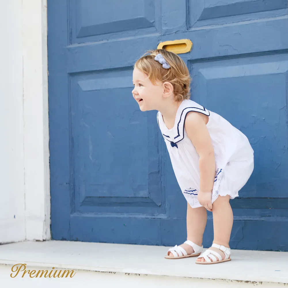 2pcs Baby Girl 100% Cotton Statement Collar Sleeveless Top and Bow Decor Cotton Shorts Set big image 10