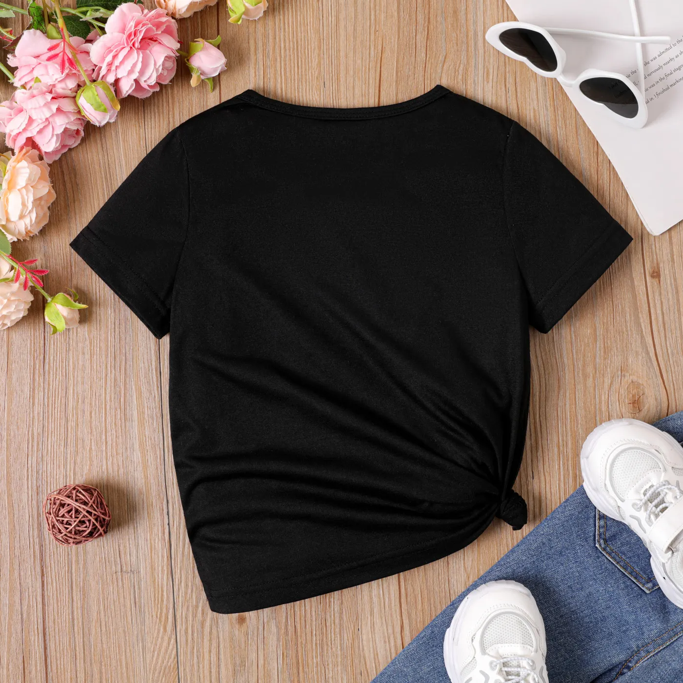 Criança Menina Letras Manga curta T-shirts  image 6
