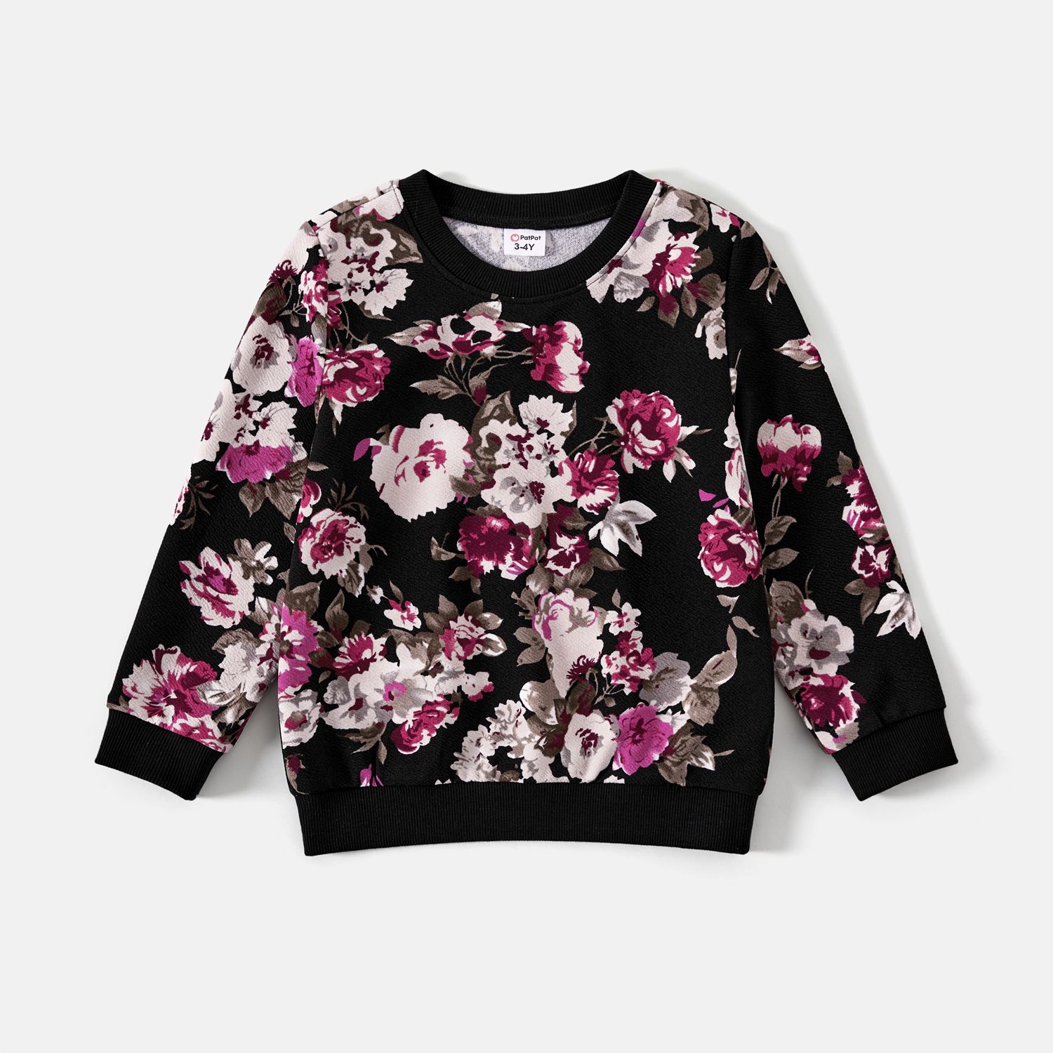 

Mommy and Me Floral Print Crewneck Drop Shoulder Long-sleeve Tops