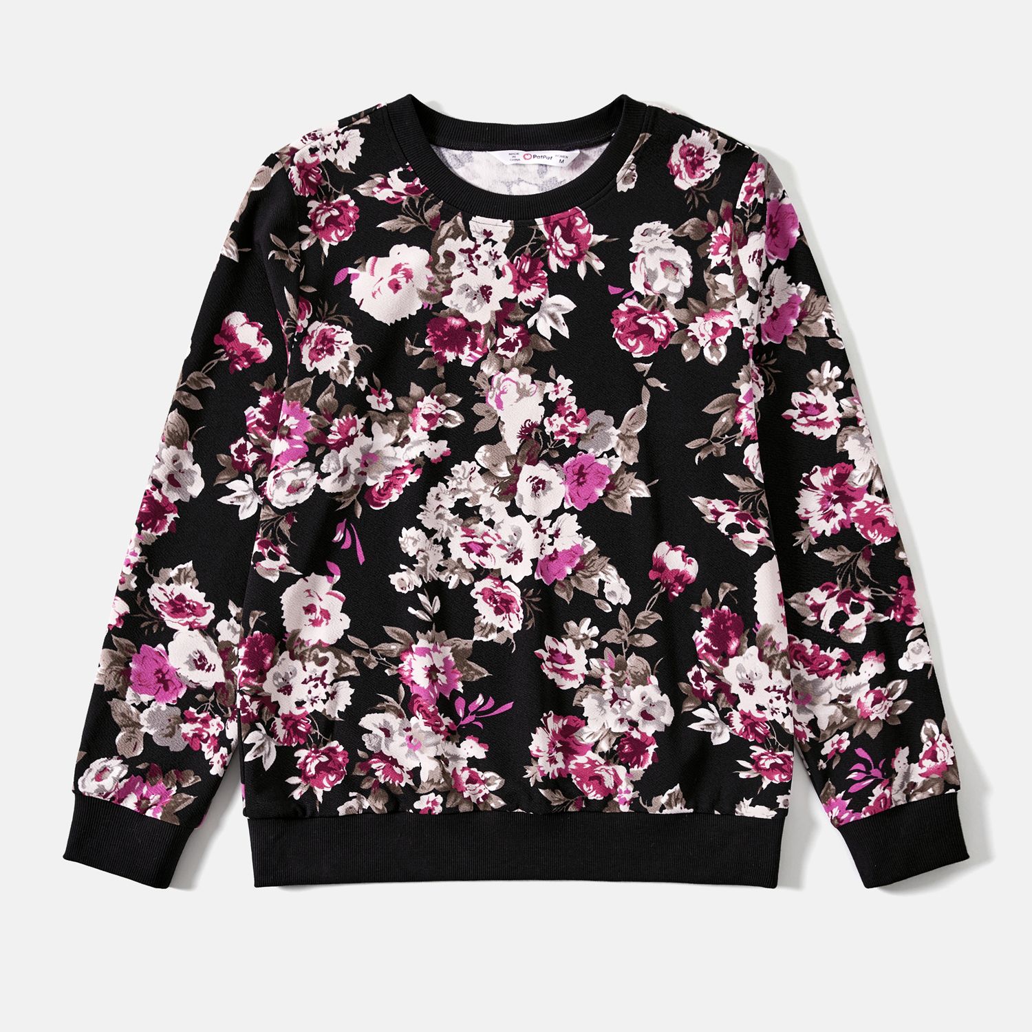 

Mommy and Me Floral Print Crewneck Drop Shoulder Long-sleeve Tops