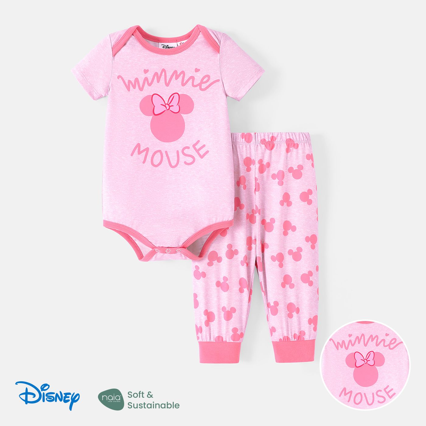 

Disney Mickey and Friends Baby Boy/Girl 2pcs Short-sleeve Graphic Naia™ Romper & Pants Set