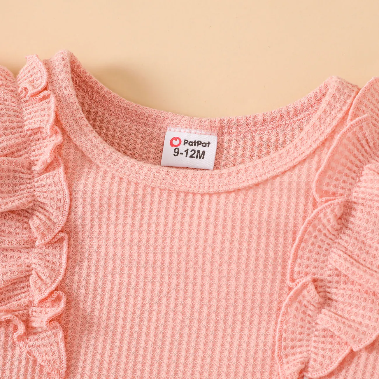 Baby Mädchen Rüschenrand Lässig Kurzärmelig T-Shirts rosa big image 1