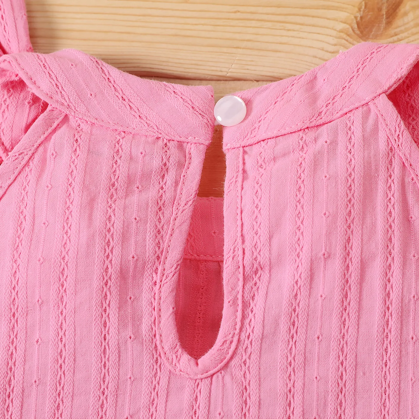 Baby Girl 100% Cotton Bow Decor Solid Sleeveless Tee Pink image 5