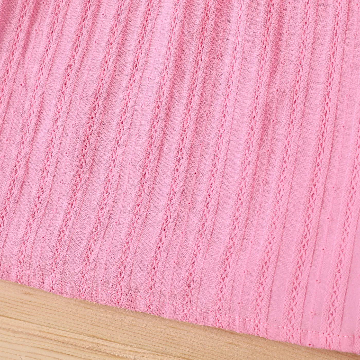 Baby Girl 100% Cotton Bow Decor Solid Sleeveless Tee Pink image 4