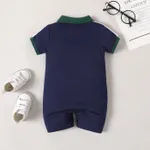 Baby Boy Letter Embroidered Contrast Polo Collar Short-sleeve Romper  image 2