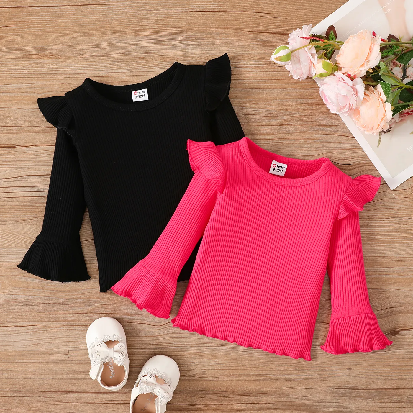 Baby Girl Ruffled Long-sleeve Rib-knit Top   image 2