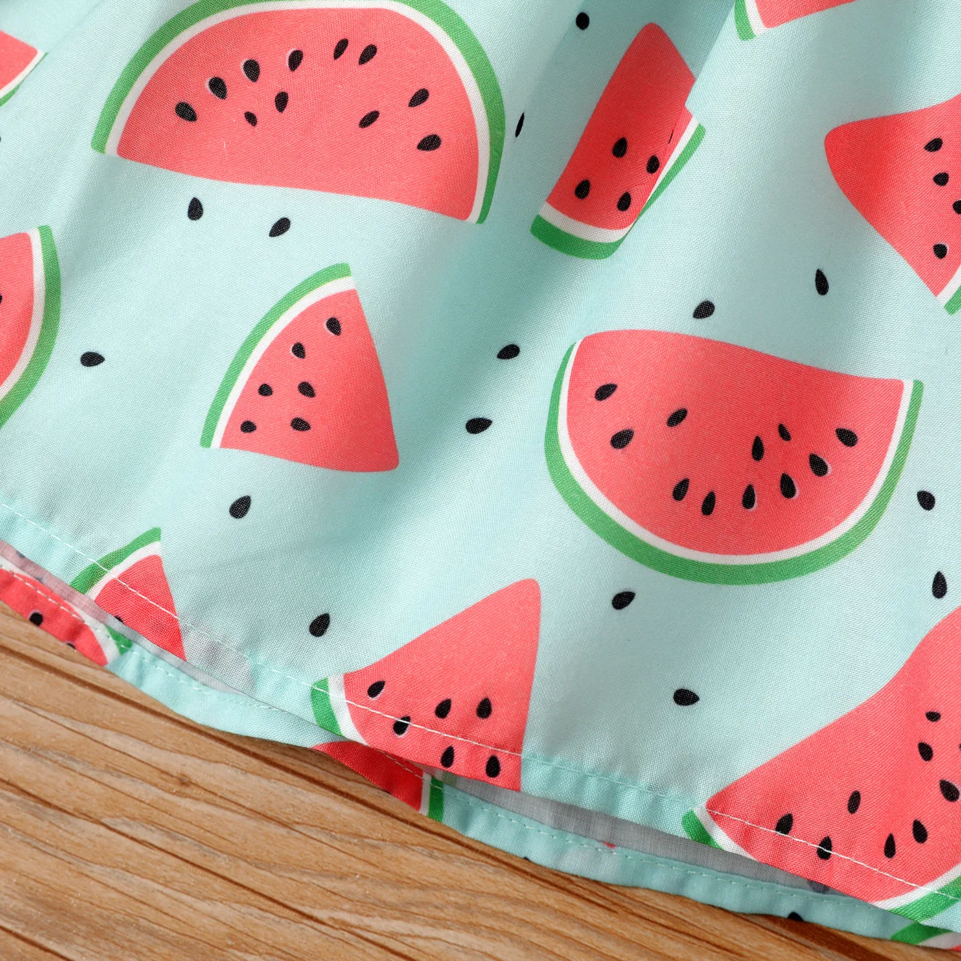 Baby Girl Allover Watermelon Print Smocked Bow Slip Dress Mint Green image 5
