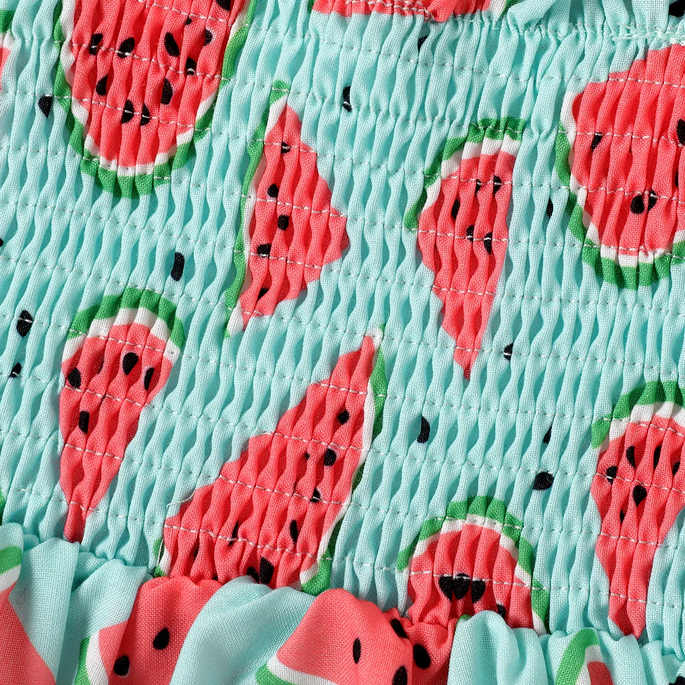 Baby Girl Allover Watermelon Print Smocked Bow Slip Dress Mint Green image 4