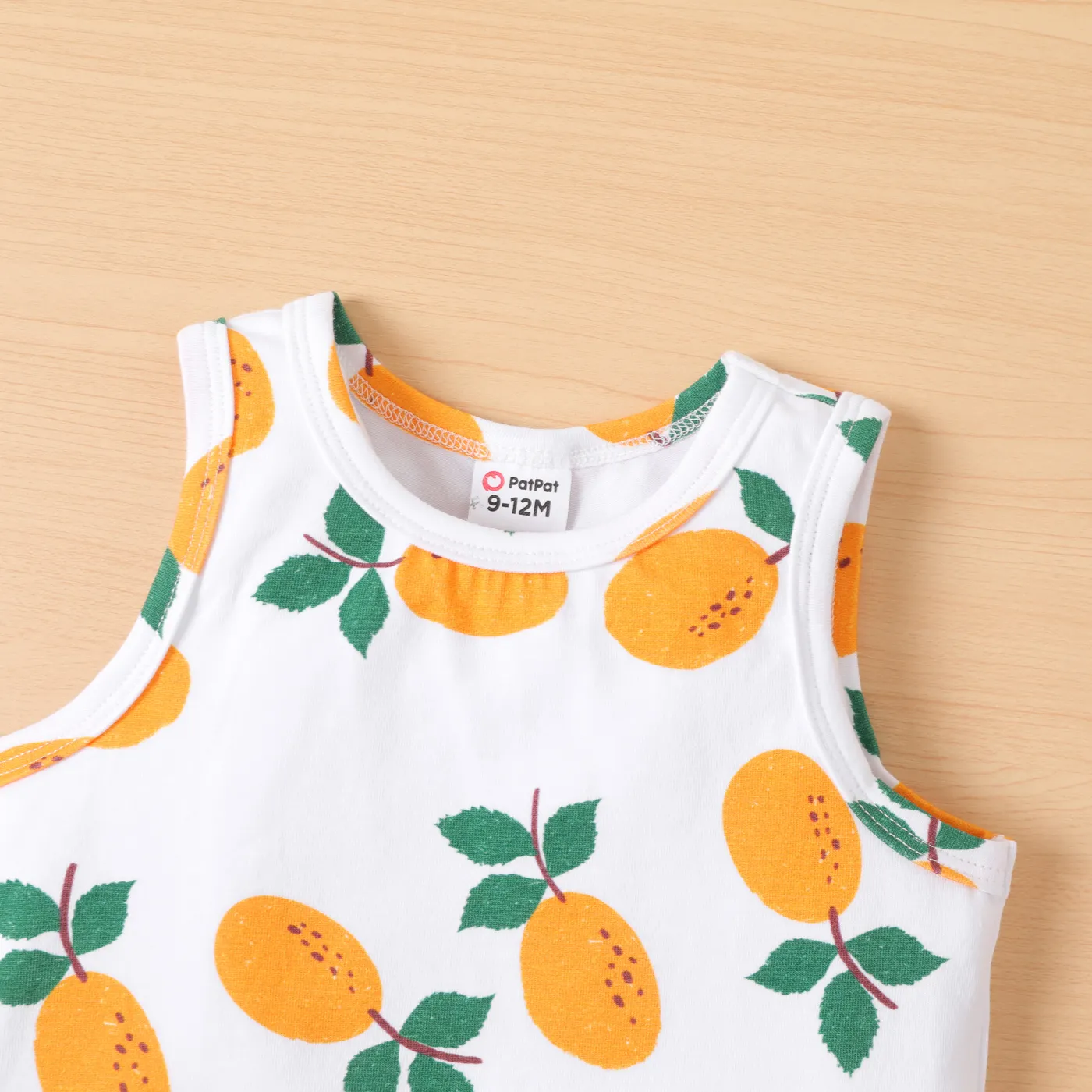 2pcs Baby Boy Fruit Print Tank Top and Oblique Button Shorts Set  image 5