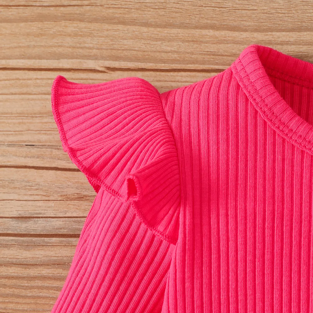 Baby Girl Ruffled Long-sleeve Rib-knit Top   big image 4