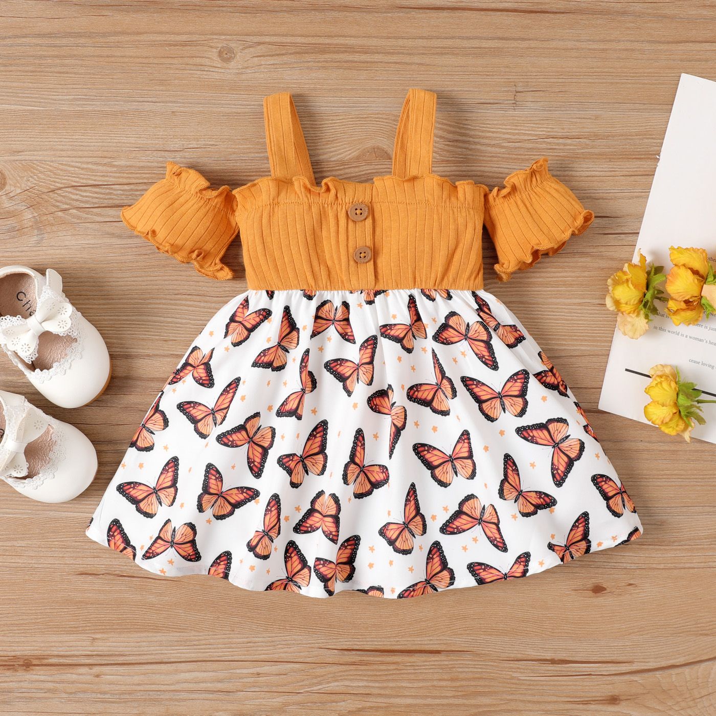 

Baby Girl Butterfly Print Combo Slip Dress