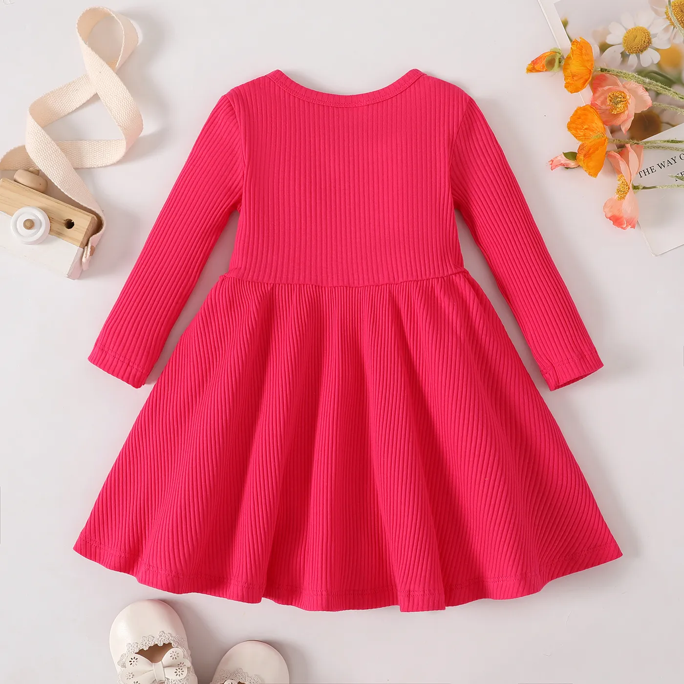 Baby Girl Twist Front Rib-knit Long-sleeve Dress   image 2